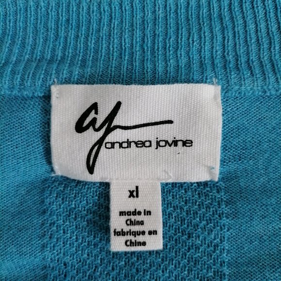 AJ Andrea Jovine Womens Azure Blue Open Front Cardigan Sweater Size XL - Picture 5 of 7